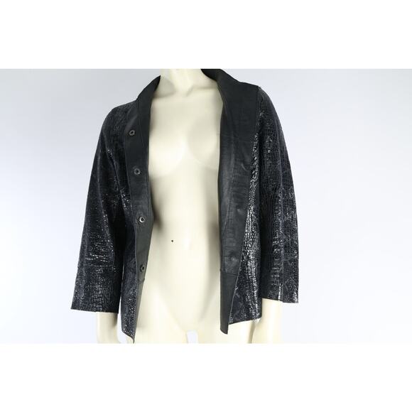 Unbranded Designer Black Croco Leather Reversible Jacket Size S - Picture 11 of 11